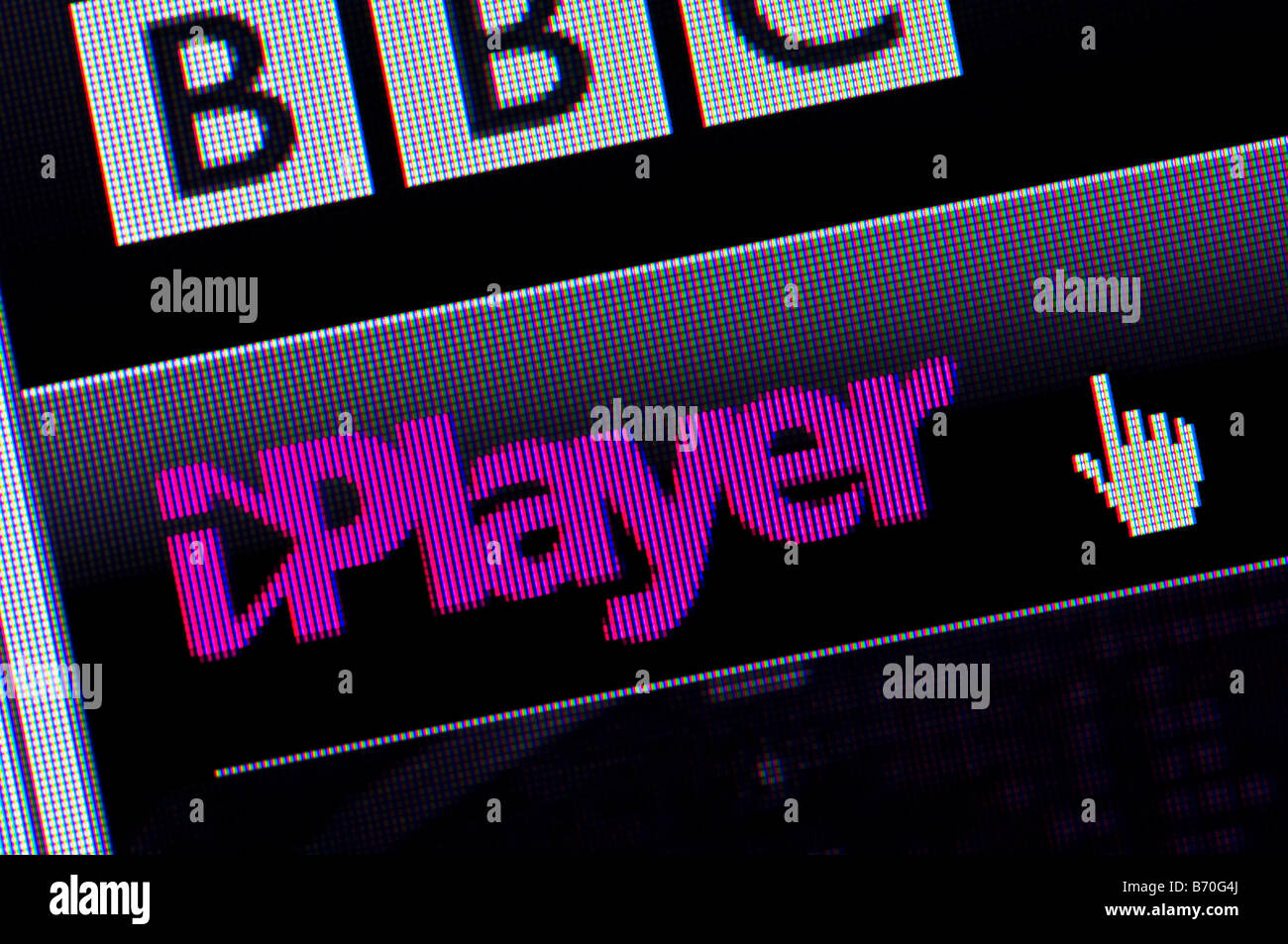 Macro screenshot of BBC iPlayer website (Editorial use only) Stock Photo
