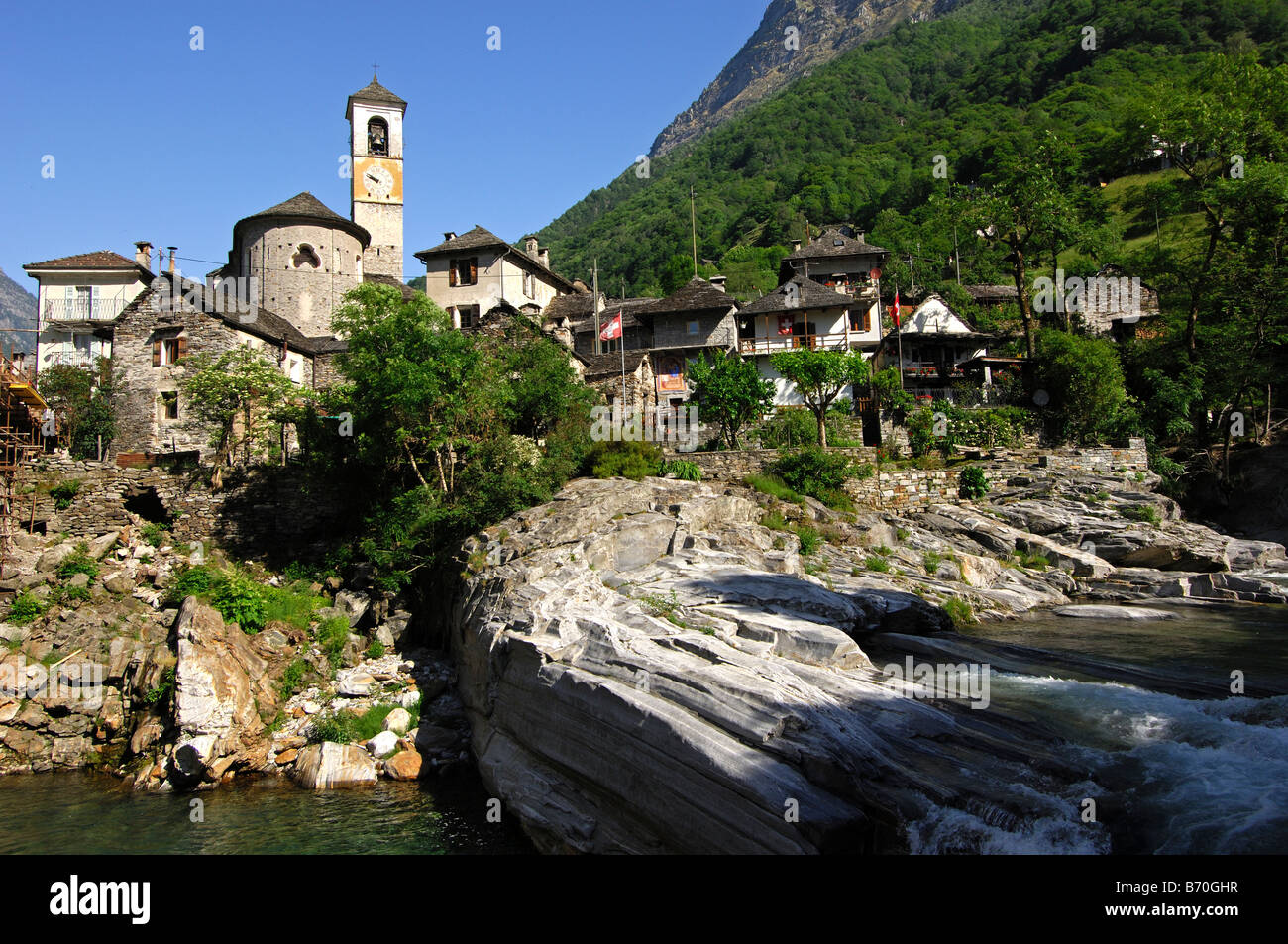 The romantic village of Lavertezzo in the Verzasca valley, Ticino
