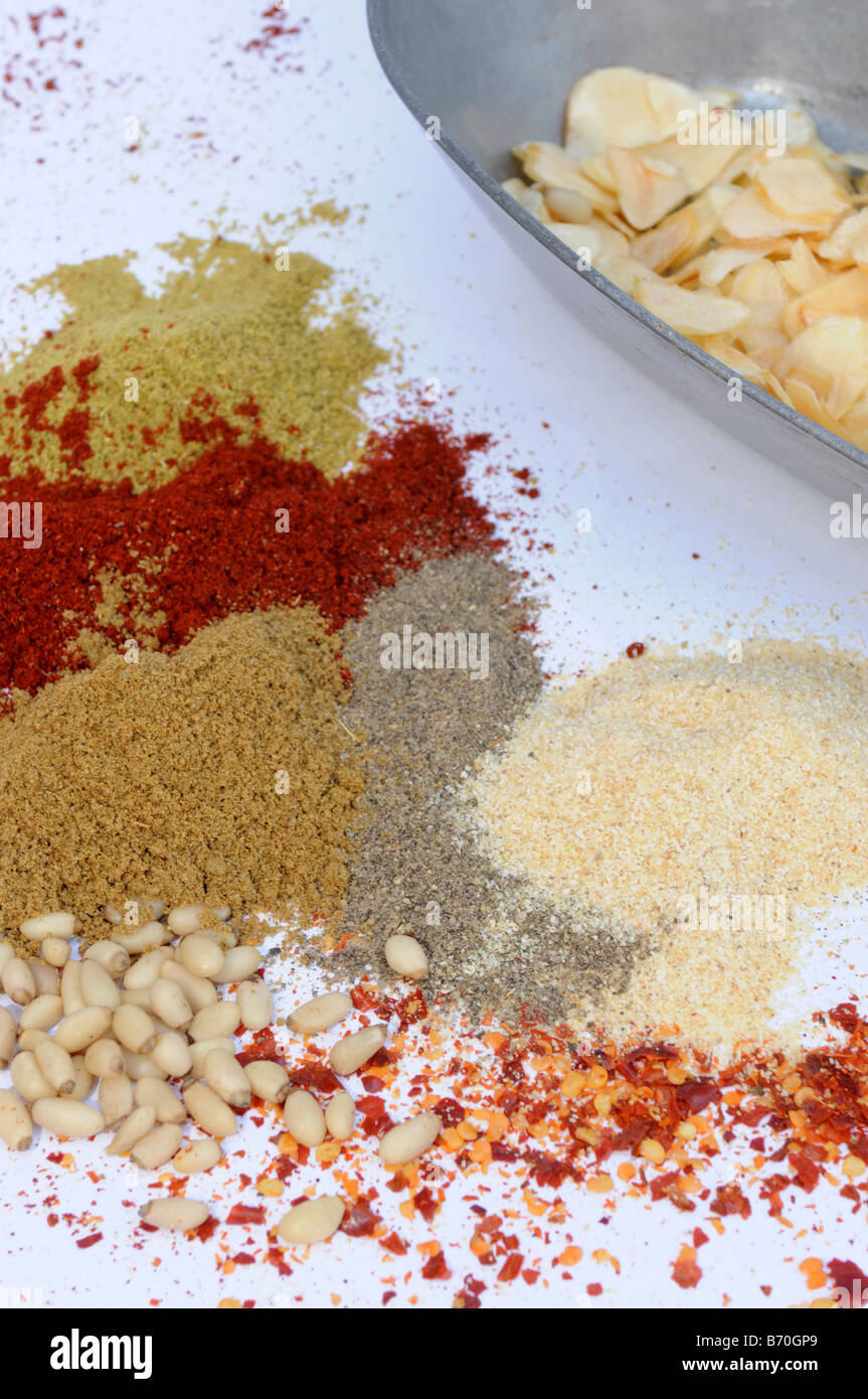 Still life of herbs and spices Stock Photo