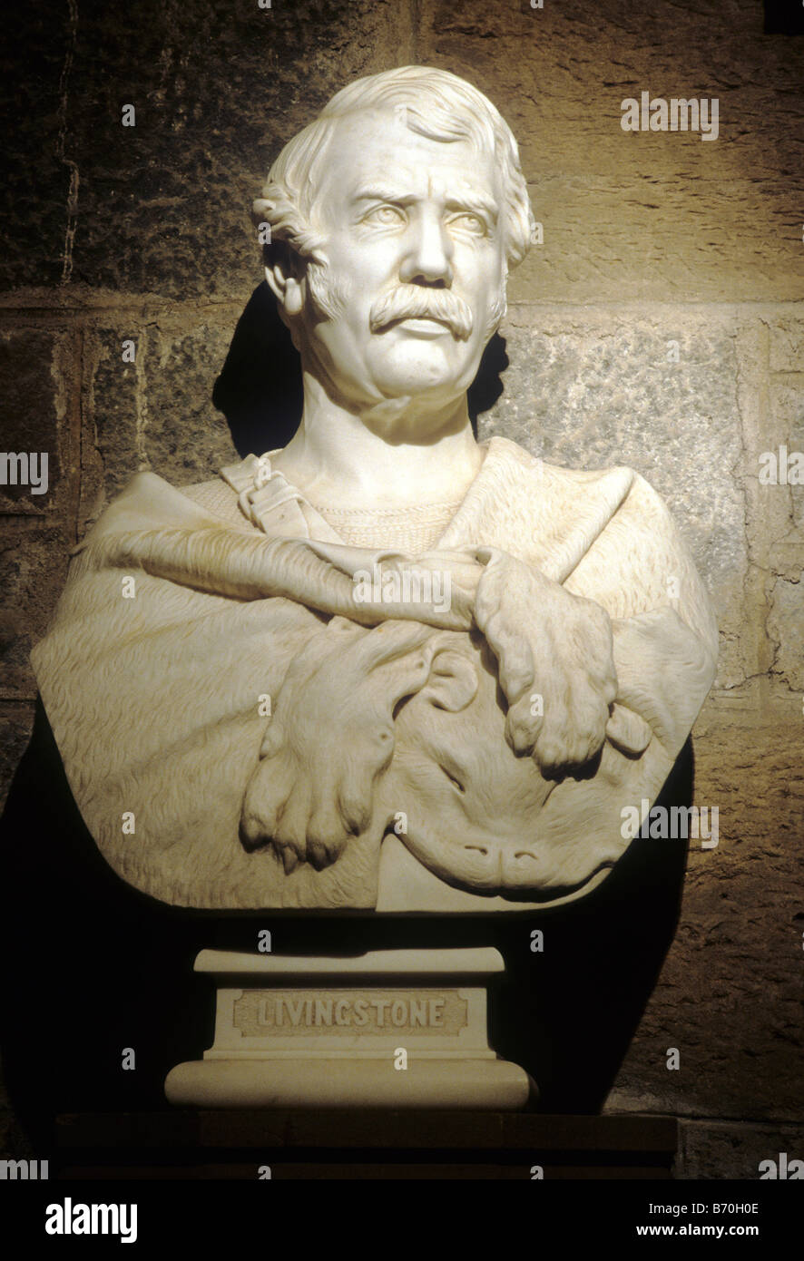 Stirling Scotland Wallace Monument Hall of Fame bust of Dr Livingstone Scottish explorer UK marble effigy portrait Stock Photo