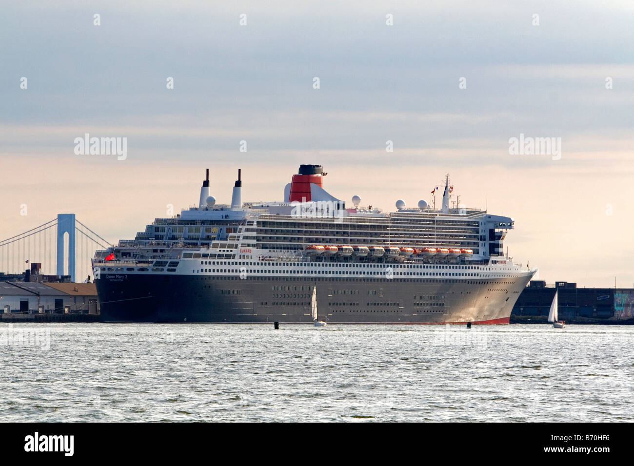 Queen Mary 2 ocean liner in New York Harbor New York USA Stock Photo
