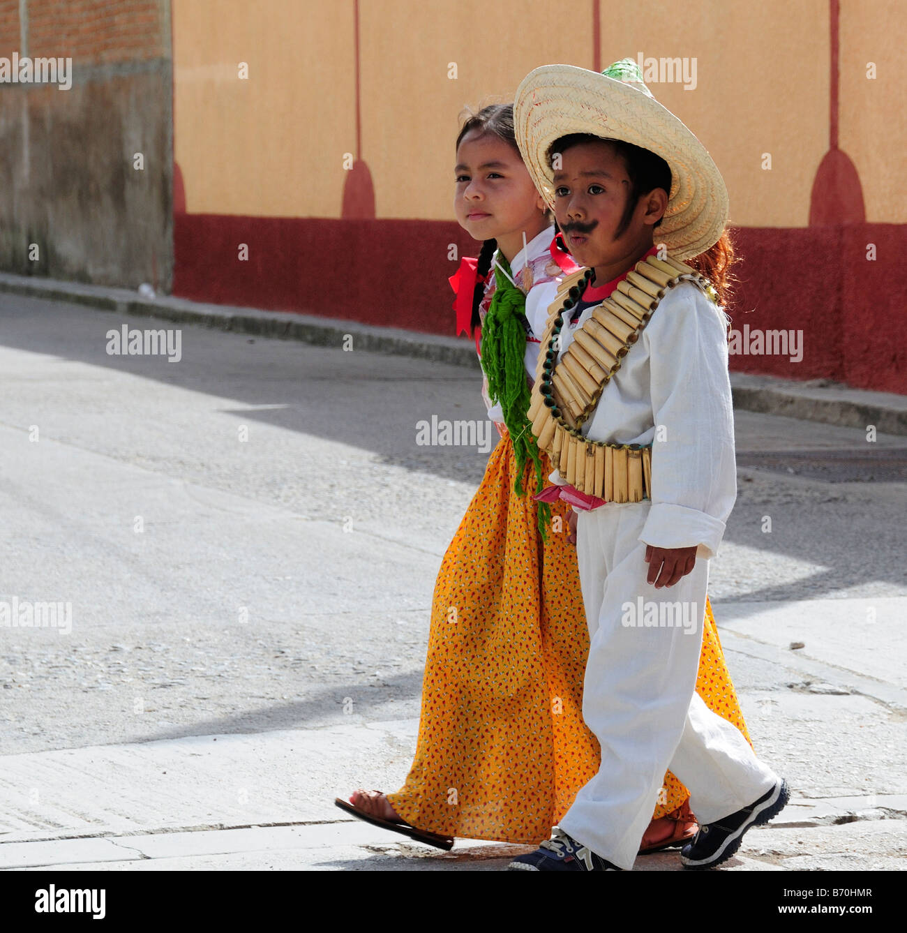 Mexican children in national costume parading on Anniversary of the  Revolution Stock Photo - Alamy