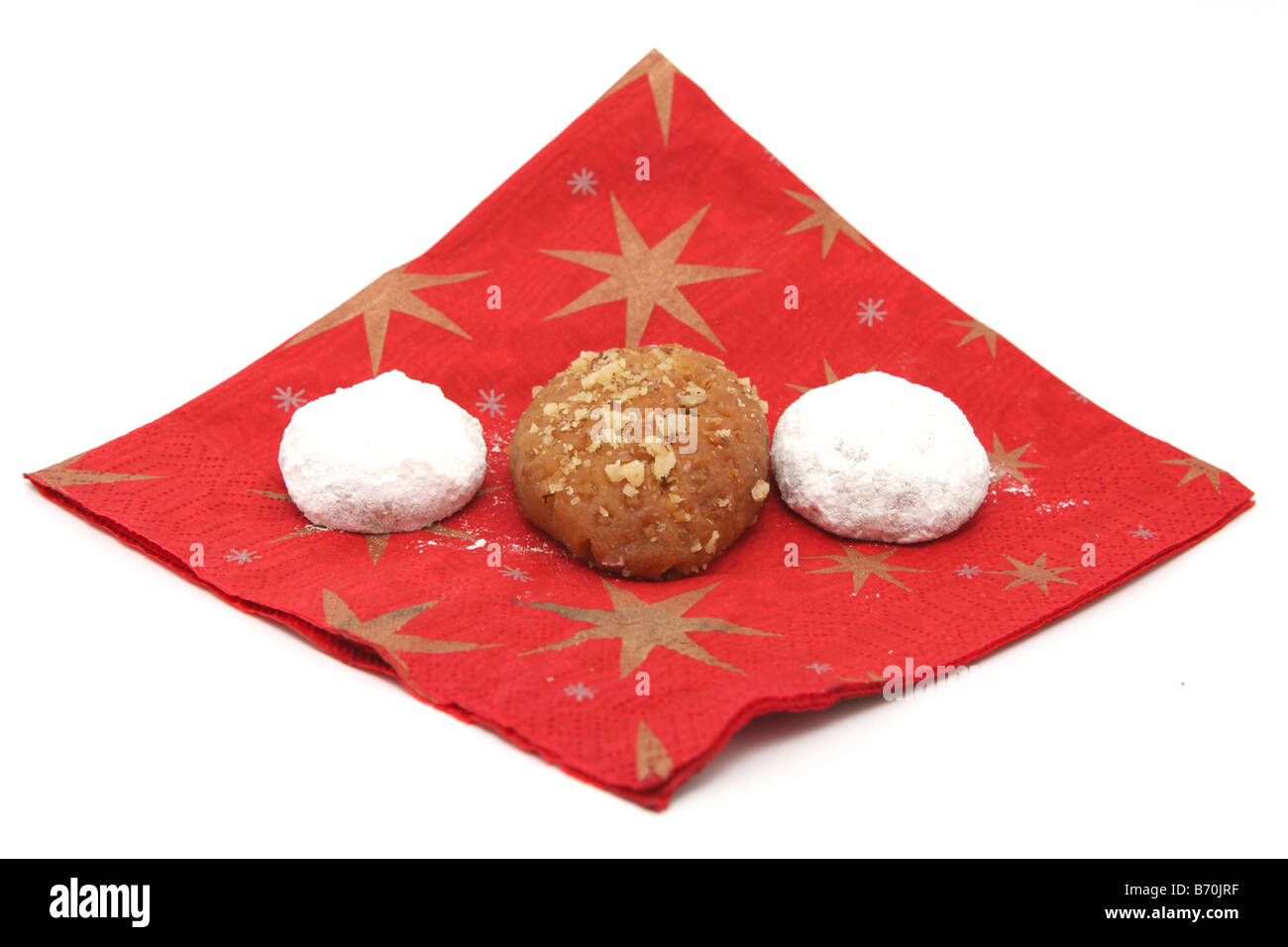 two traditional Greek Christmas sweets melomakarona and kourampie on