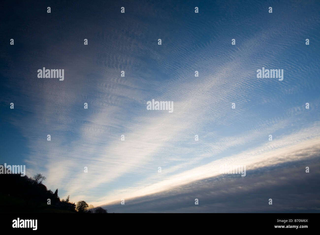 Mackerel skies are a sign that weather is breaking down and a storm is