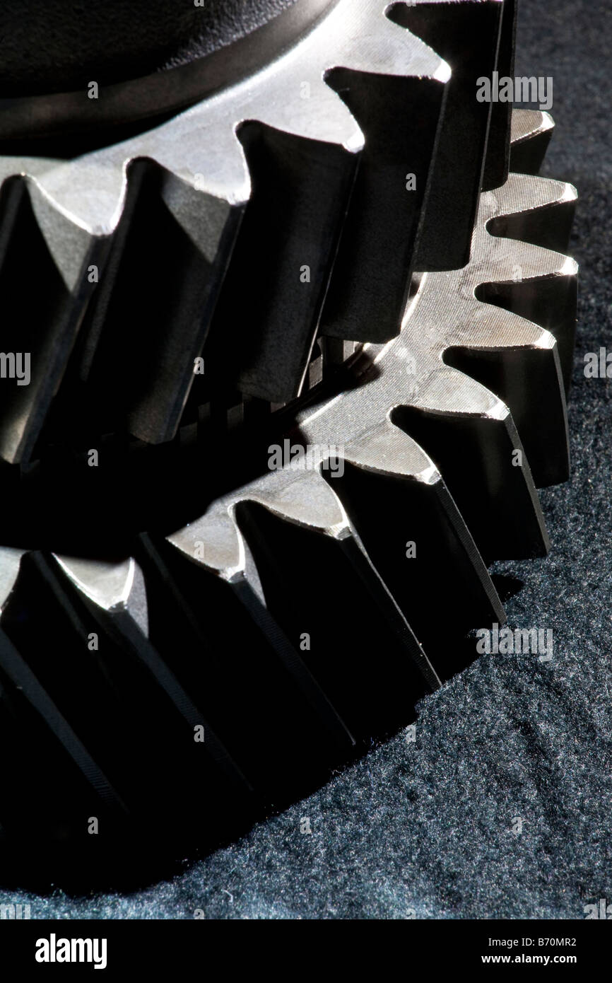 Artistic close up of metal cogs from a motor vehicle engine Stock Photo
