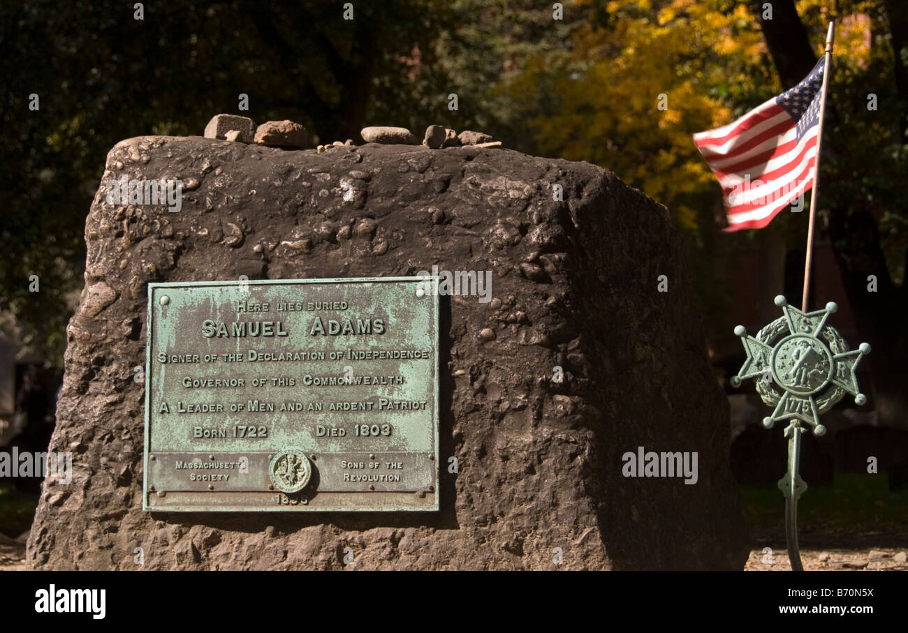 Samuel Adams burial site at The Old Granary Burying Ground, Boston, Massachusetts Stock Photo