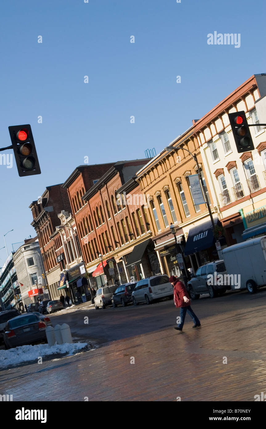 downtown street of Kingston, Ontario, Canada Stock Photo
