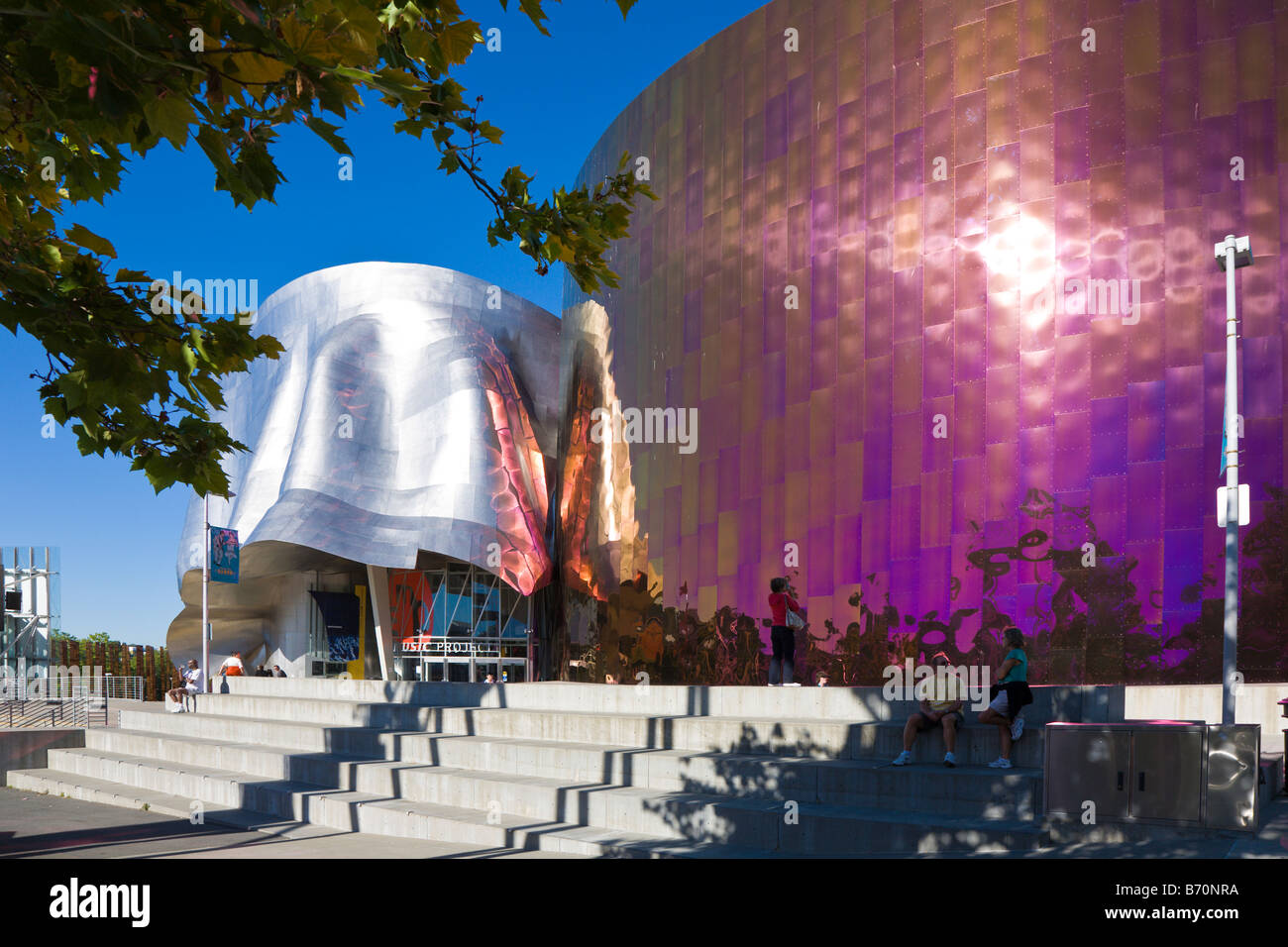 Unique architecture of Experience Music Project at Seattle Center in