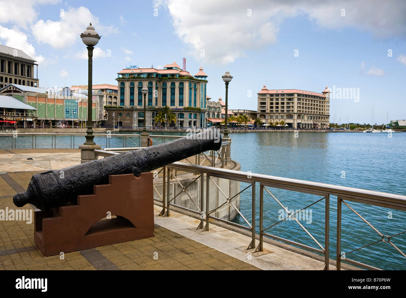 Caudon Waterfront at the harbour in Port Louis Mauritius with a