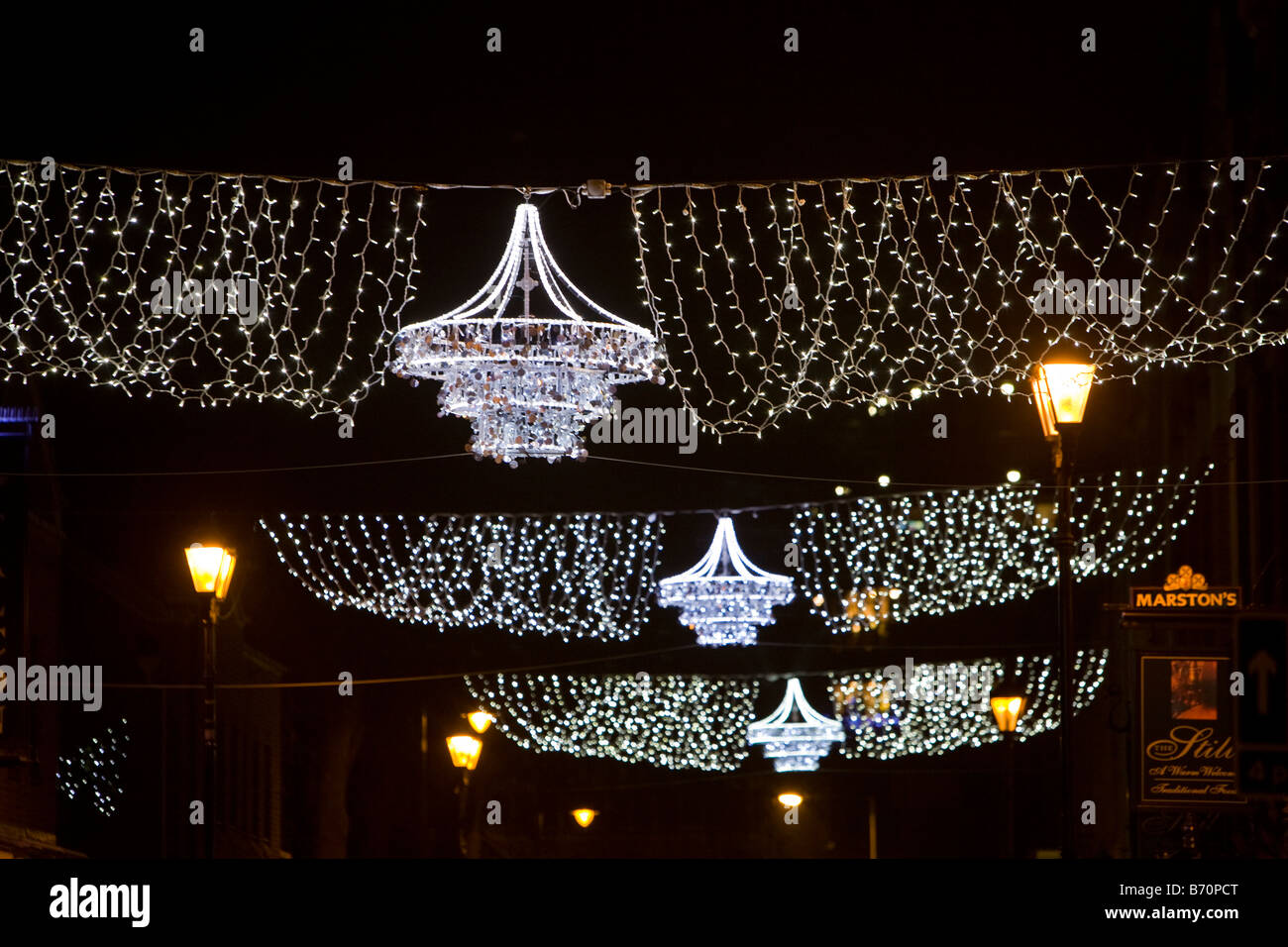 Christmas lights in Lincoln city centre Stock Photo Alamy