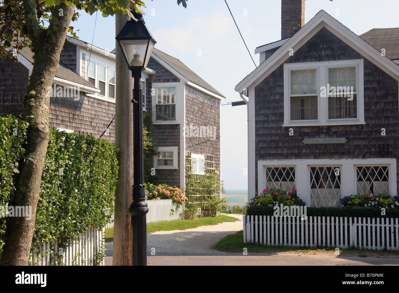 Ocean view cottages in Sconset Nantucket USA Stock Photo Alamy