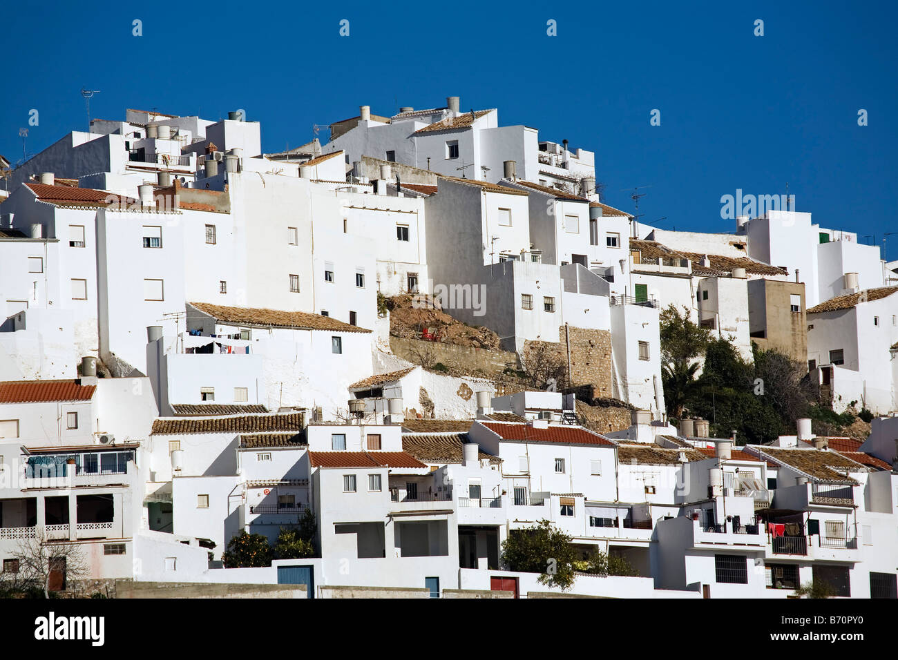 pueblo blanco de olvera sevilla andalucia españa the white town of Olvera sevilla andalusia spain Stock Photo