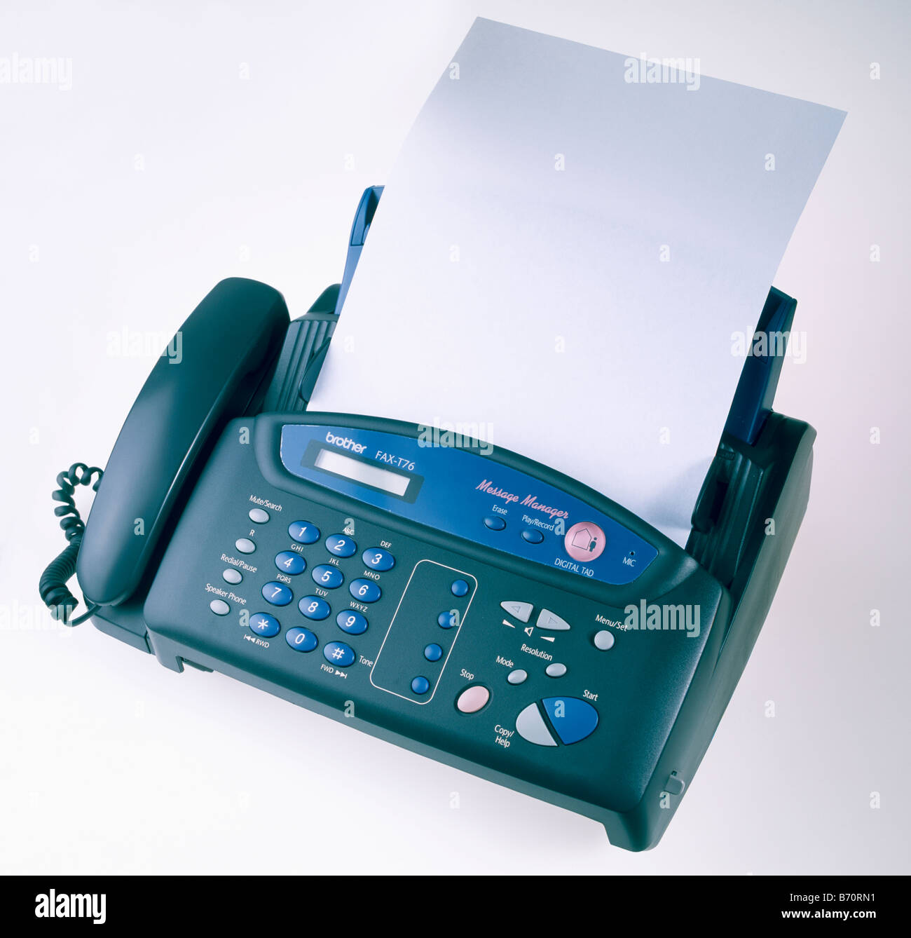 Close-up of black telephone fax machine Stock Photo - Alamy