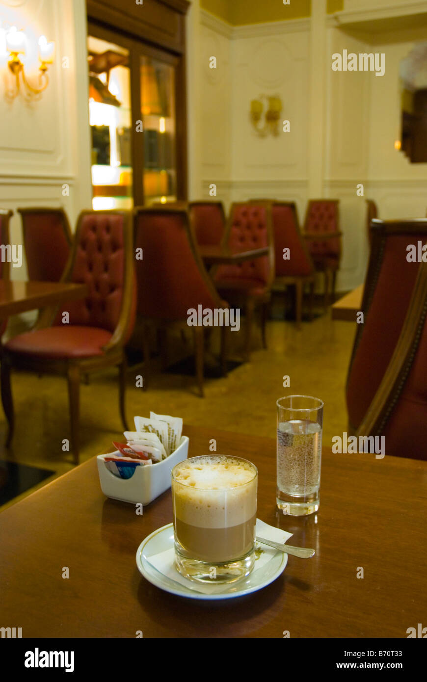 Caffe latte in a cafe in Naples Italy Europe Stock Photo