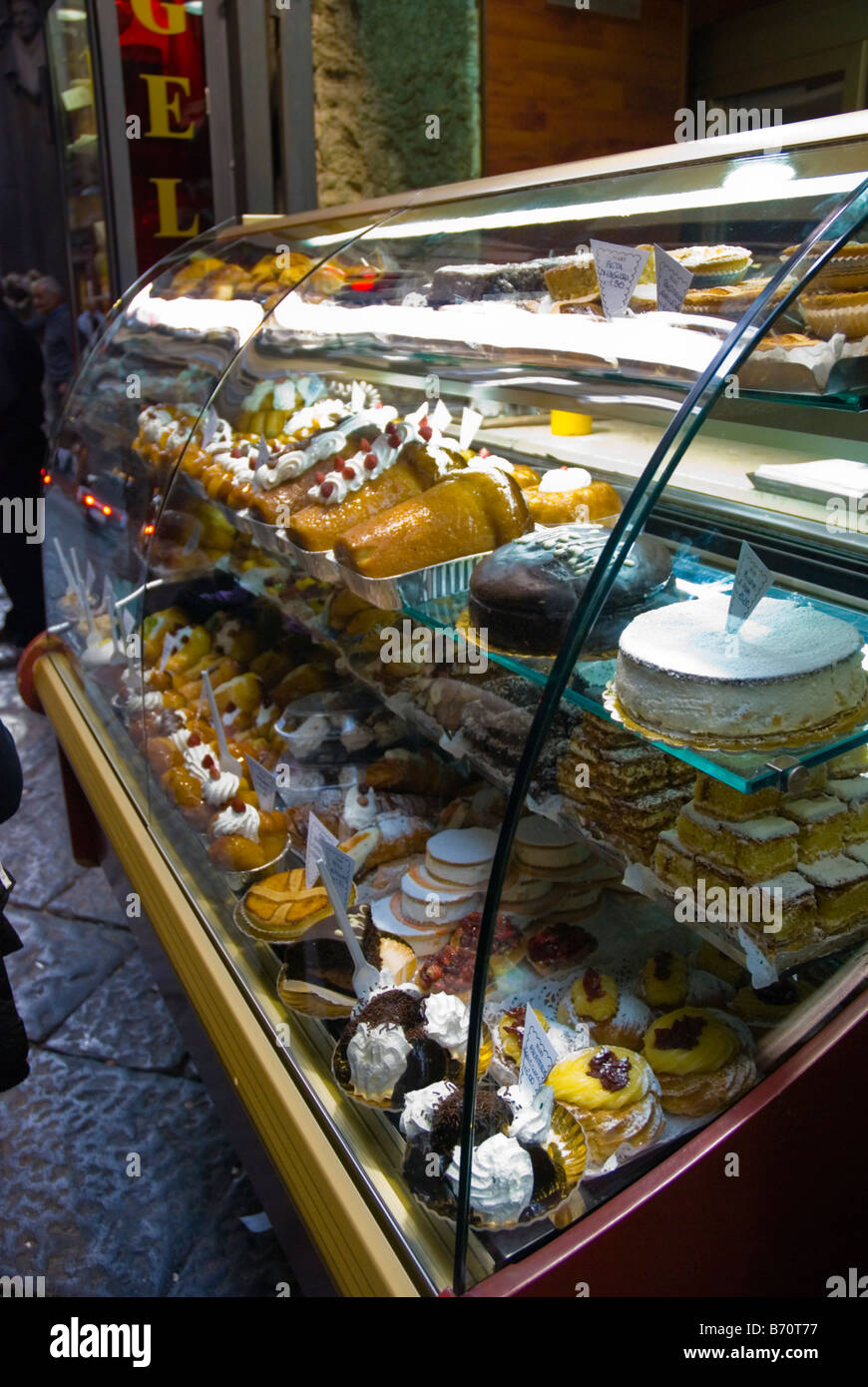 Cakes pastries and other sweets along Spaccanapoli street in Naples