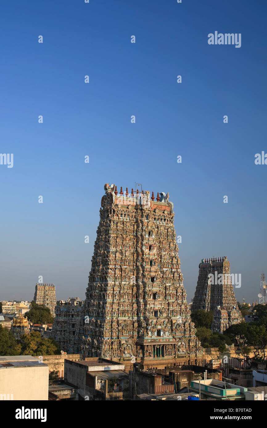 Sri Meenakshi Temple sunset Madurai Tamil Nadu India Stock Photo