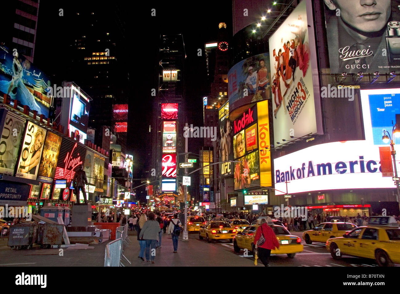 Times Square at night in Manhattan New York City New York USA Stock Photo
