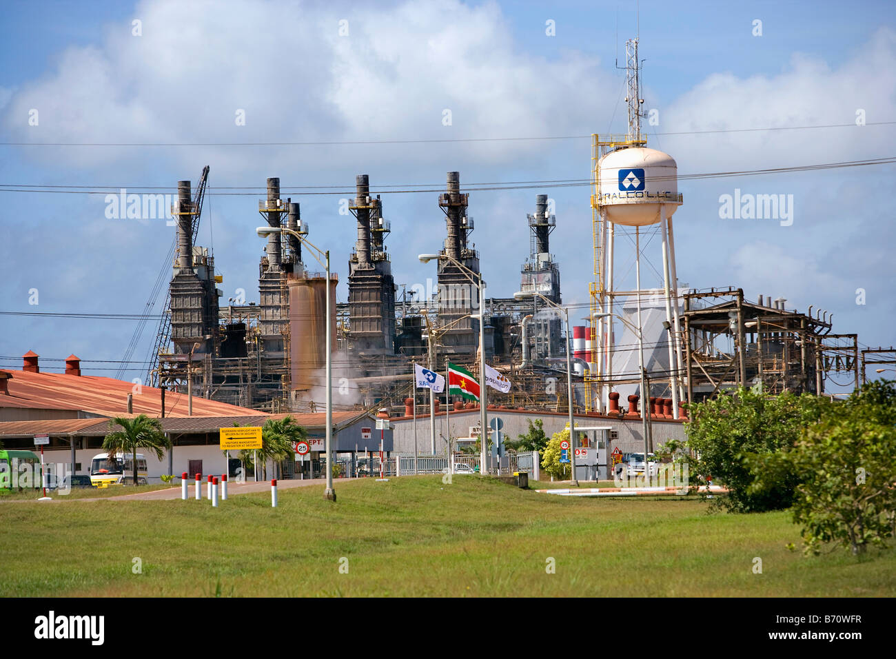 Suriname, Paranam, Suralco, Billiton alluminium factory. Stock Photo