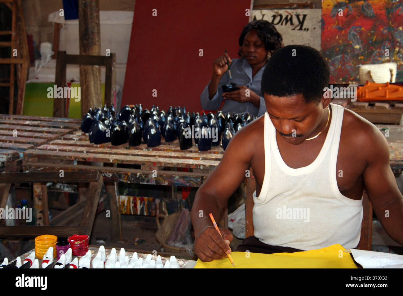 Local Art Crafts Market ,Dar-es-Salaam, Tanzania Stock Photo