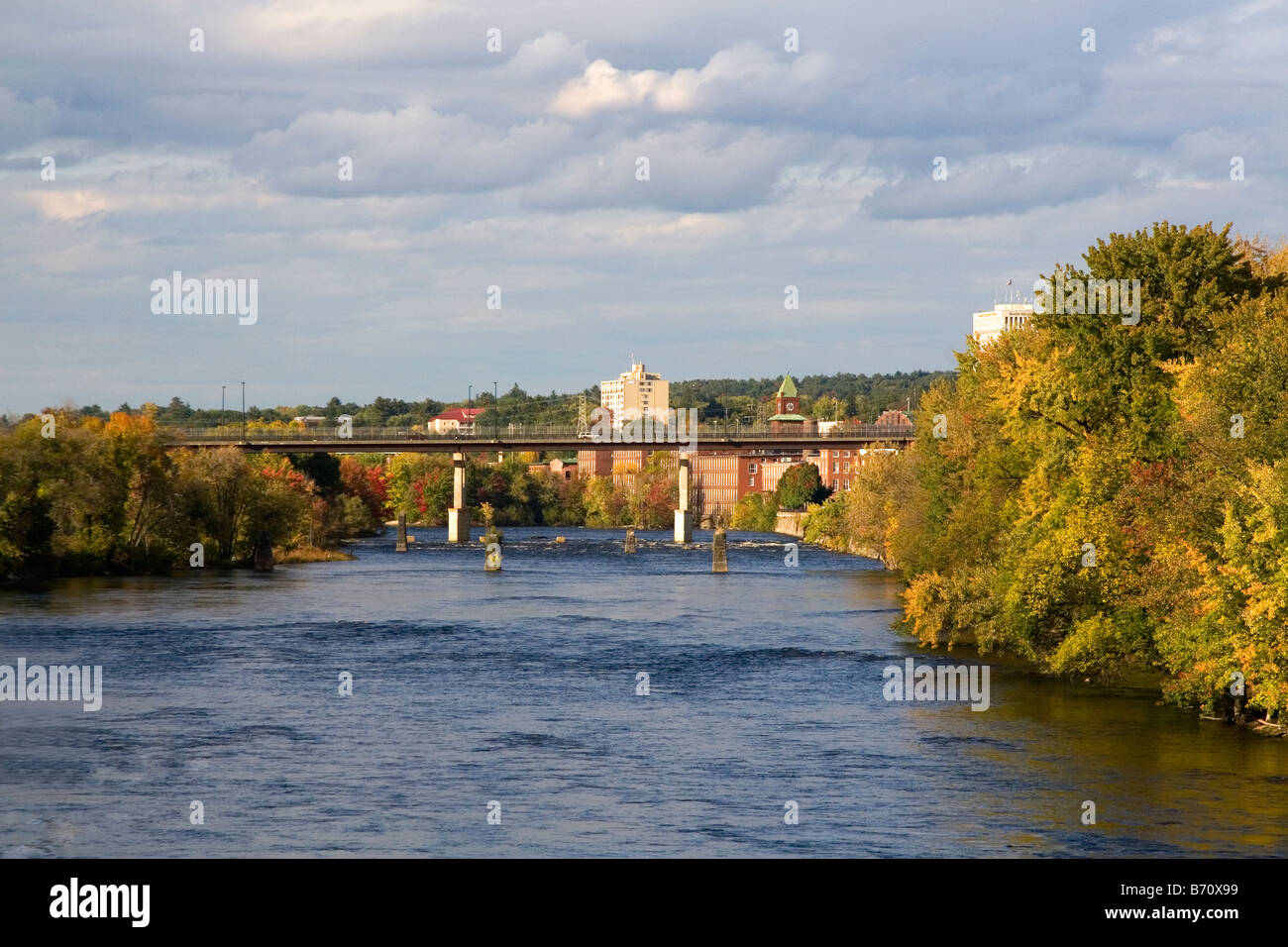 The Merrimack River and mill district of Manchester New Hampshire USA Stock Photo