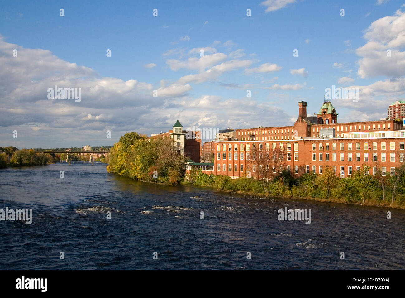 The Merrimack River and mill district of Manchester New Hampshire USA
