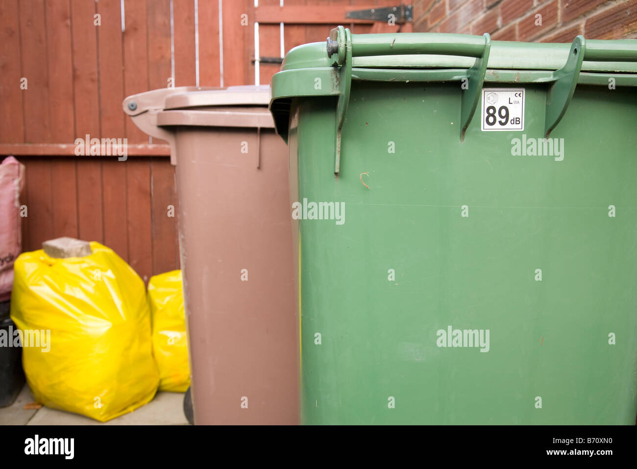 bins waiting for collection Stock Photo Alamy