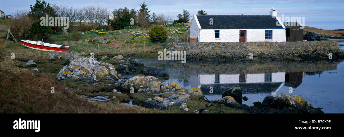 Loch Carnan, Croft and cottage, Island of South Uist, Outer Hebrides, Scotland, UK, British Isles Stock Photo