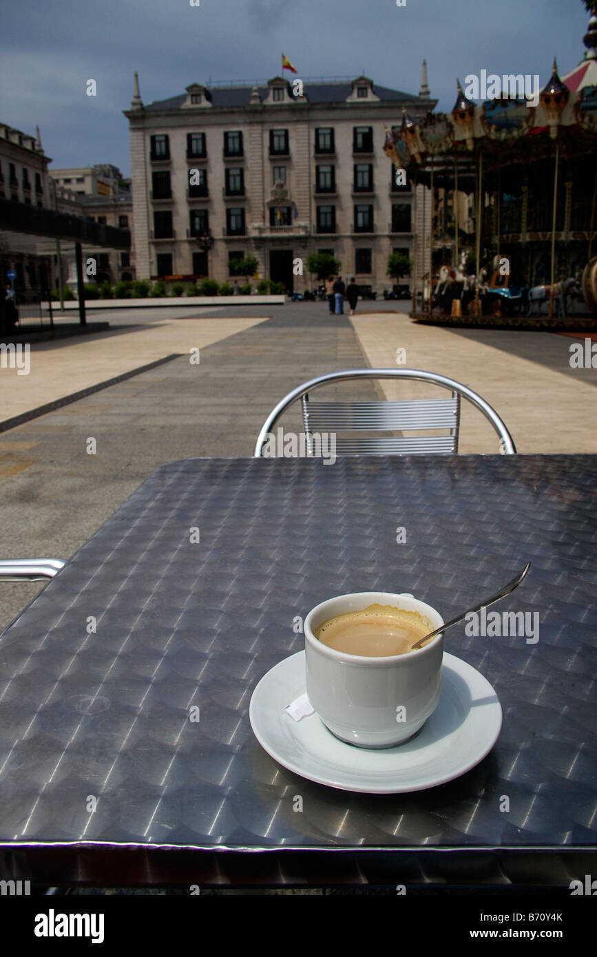A cup of coffee in a terrace Stock Photo