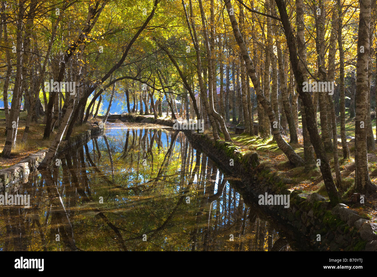 Beginning of the river Zezere, Autumn, at Covão d´Ametade, Estrela Mountain Range Natural Park, Portugal Stock Photo