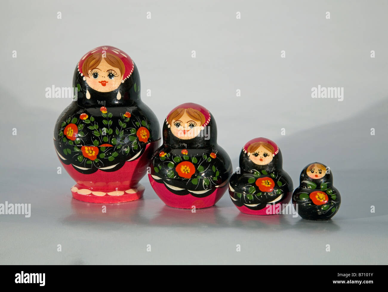 Detail of Russian nesting dolls also known as matryoshka dolls Babushka dolls or Russian nested dolls also called a stacking dol Stock Photo