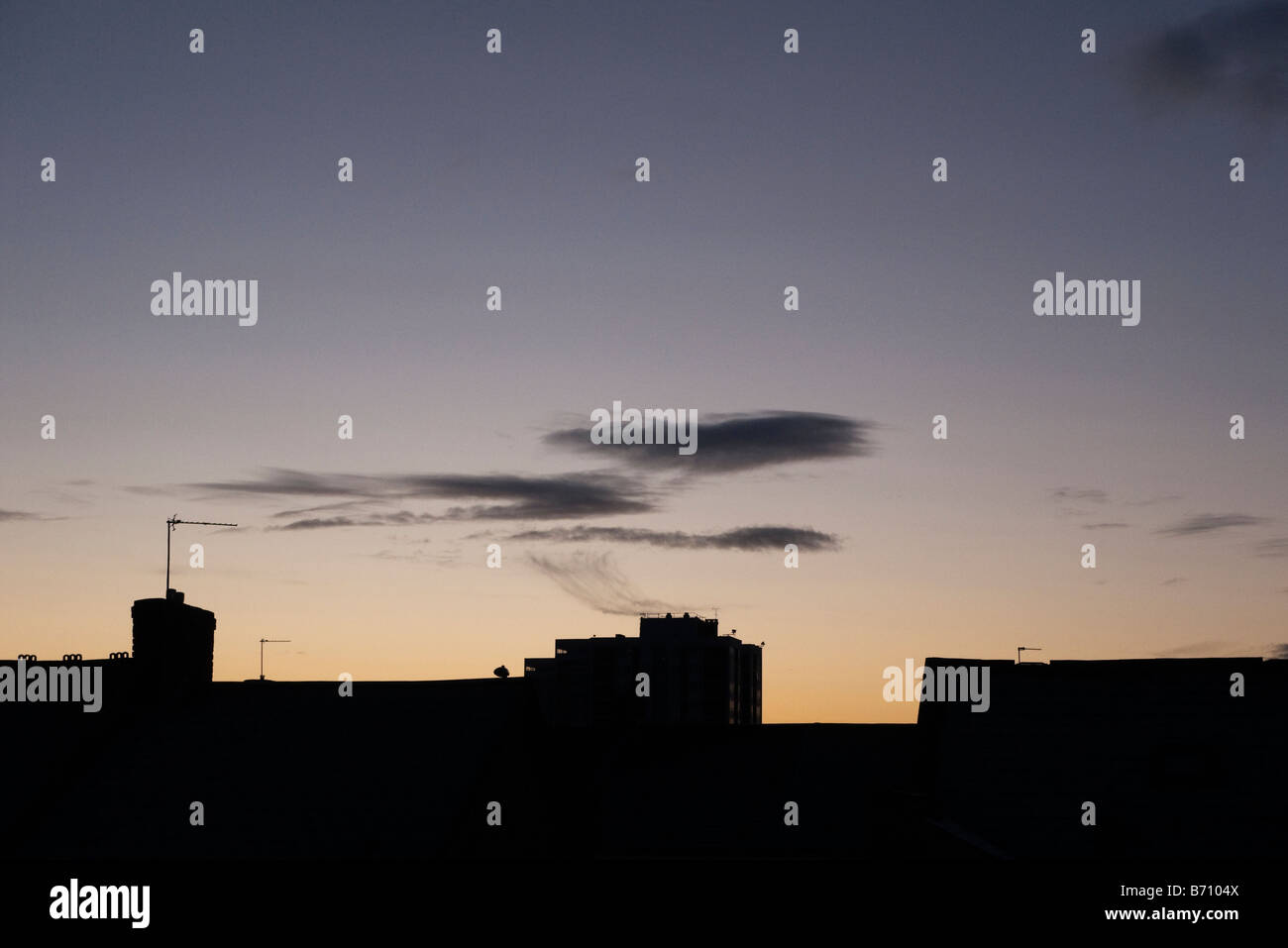 Early winter morning over roof tops in Newcastle upon Tyne UK Stock Photo