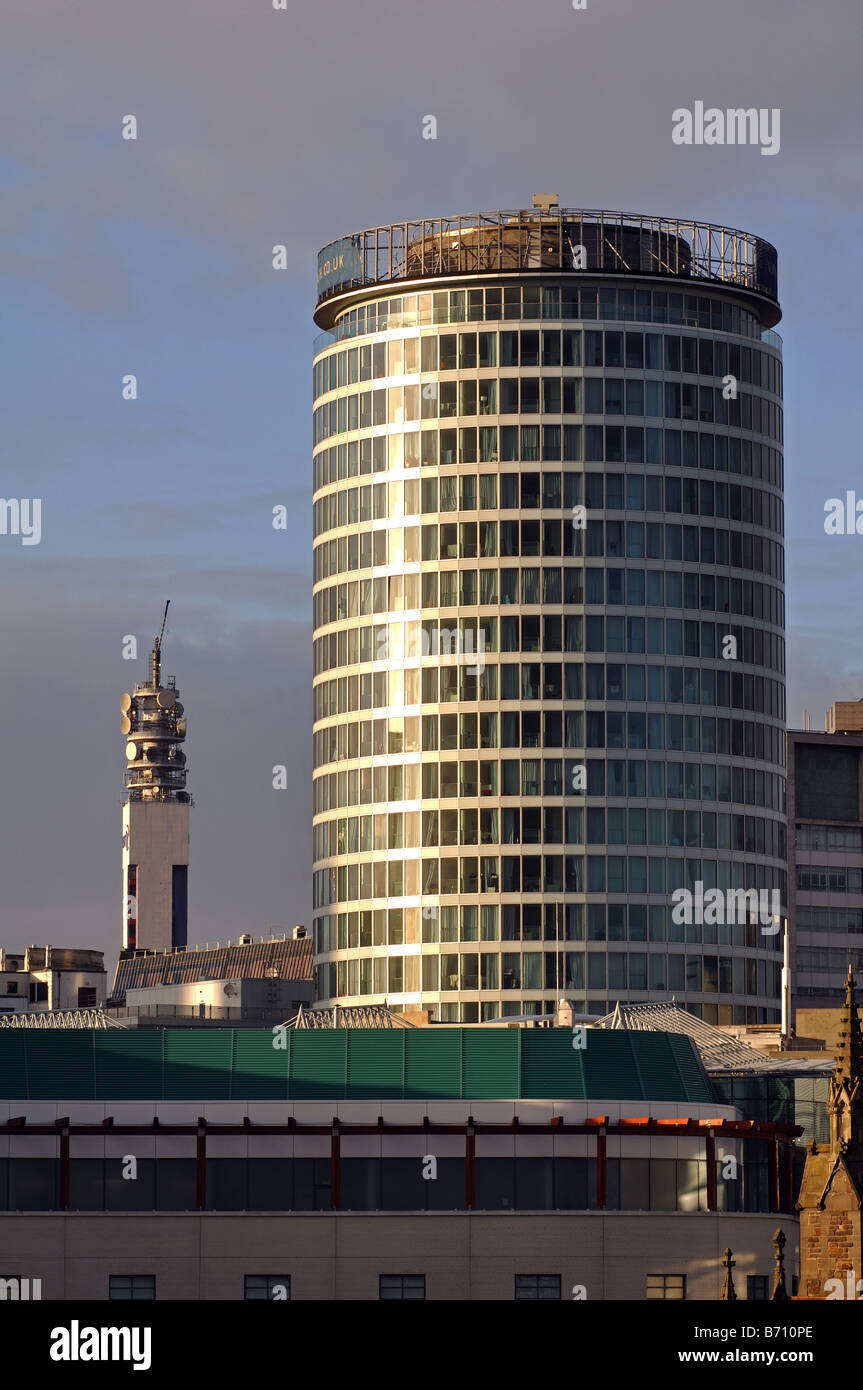 The Rotunda and BT Tower, Birmingham, England, UK Stock Photo