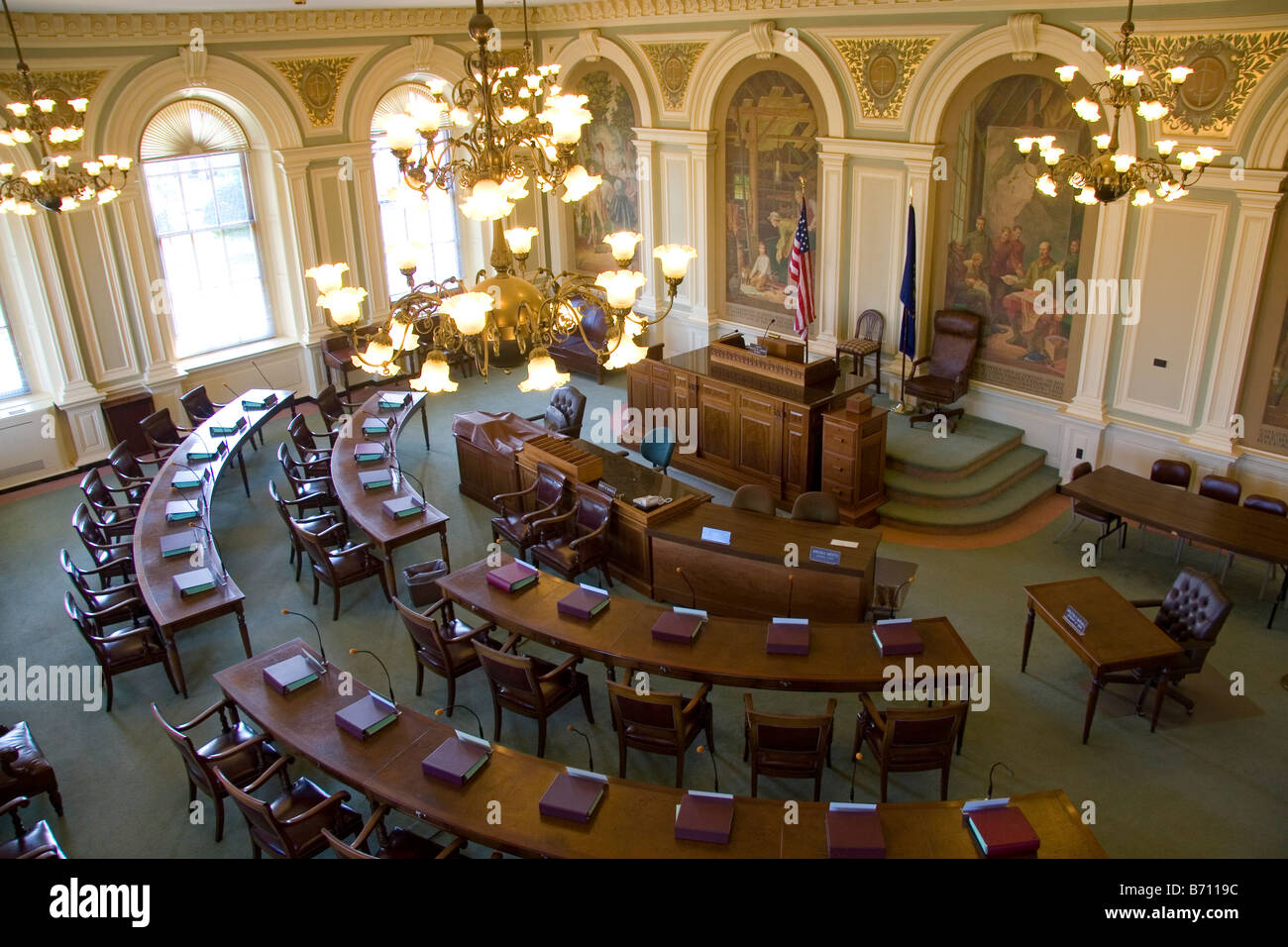 The New Hampshire Senate Chamber inside the State House at Concord New Hampshire USA Stock Photo