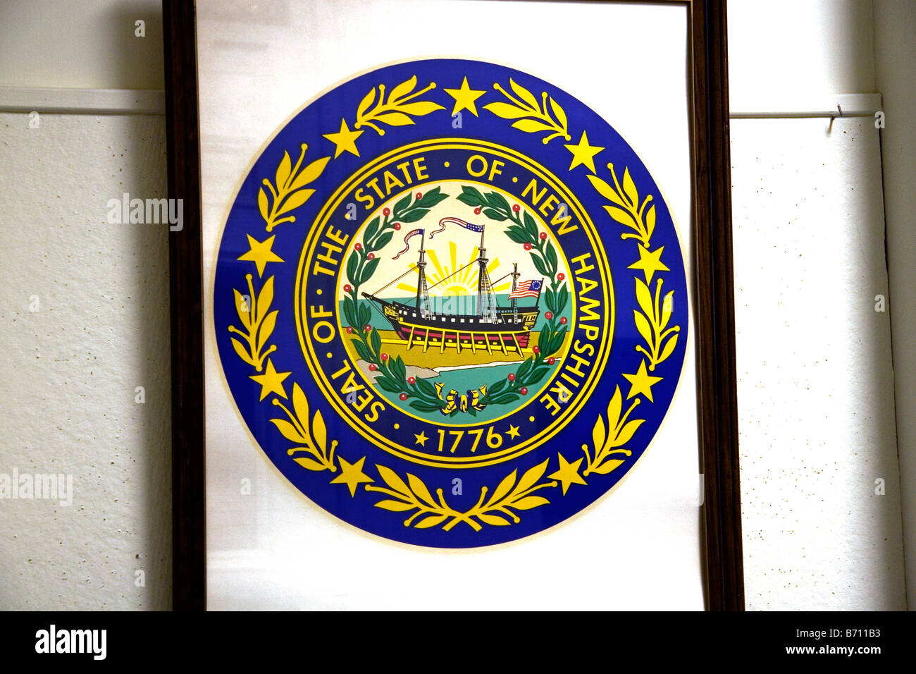 The state seal of New Hampshire inside the State House at Concord New Hampshire USA Stock Photo