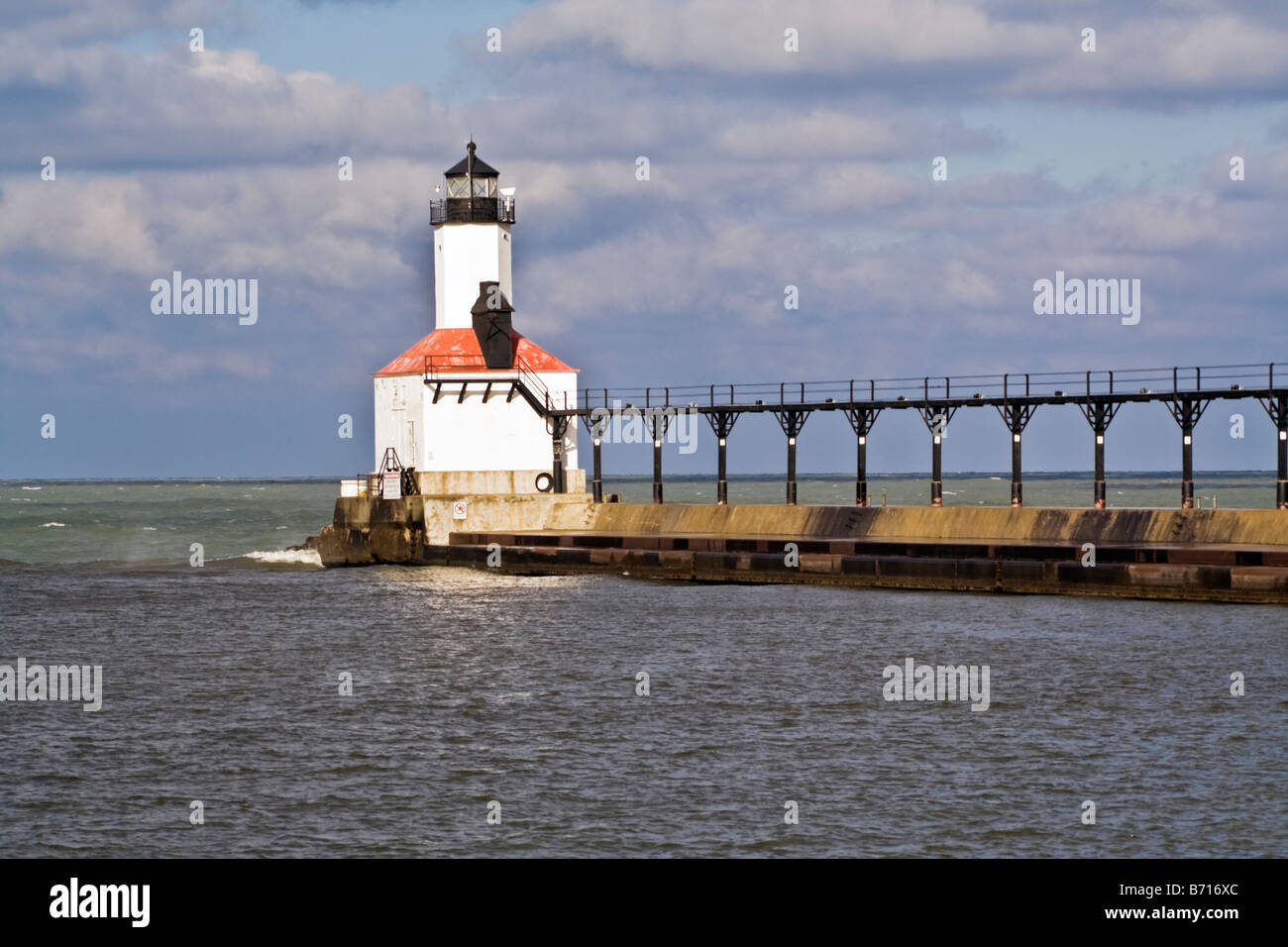 Lighthouse in Michigan City Indiana Stock Photo