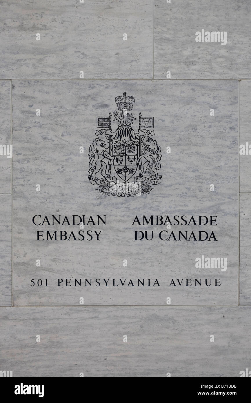 Canadian Embassy address marker Stock Photo