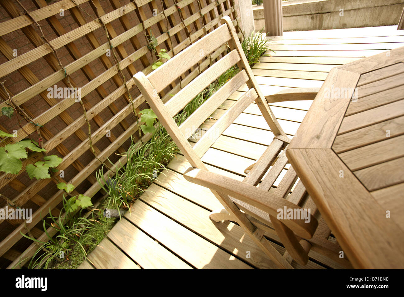 Table Chair Grass Stock Photo Alamy