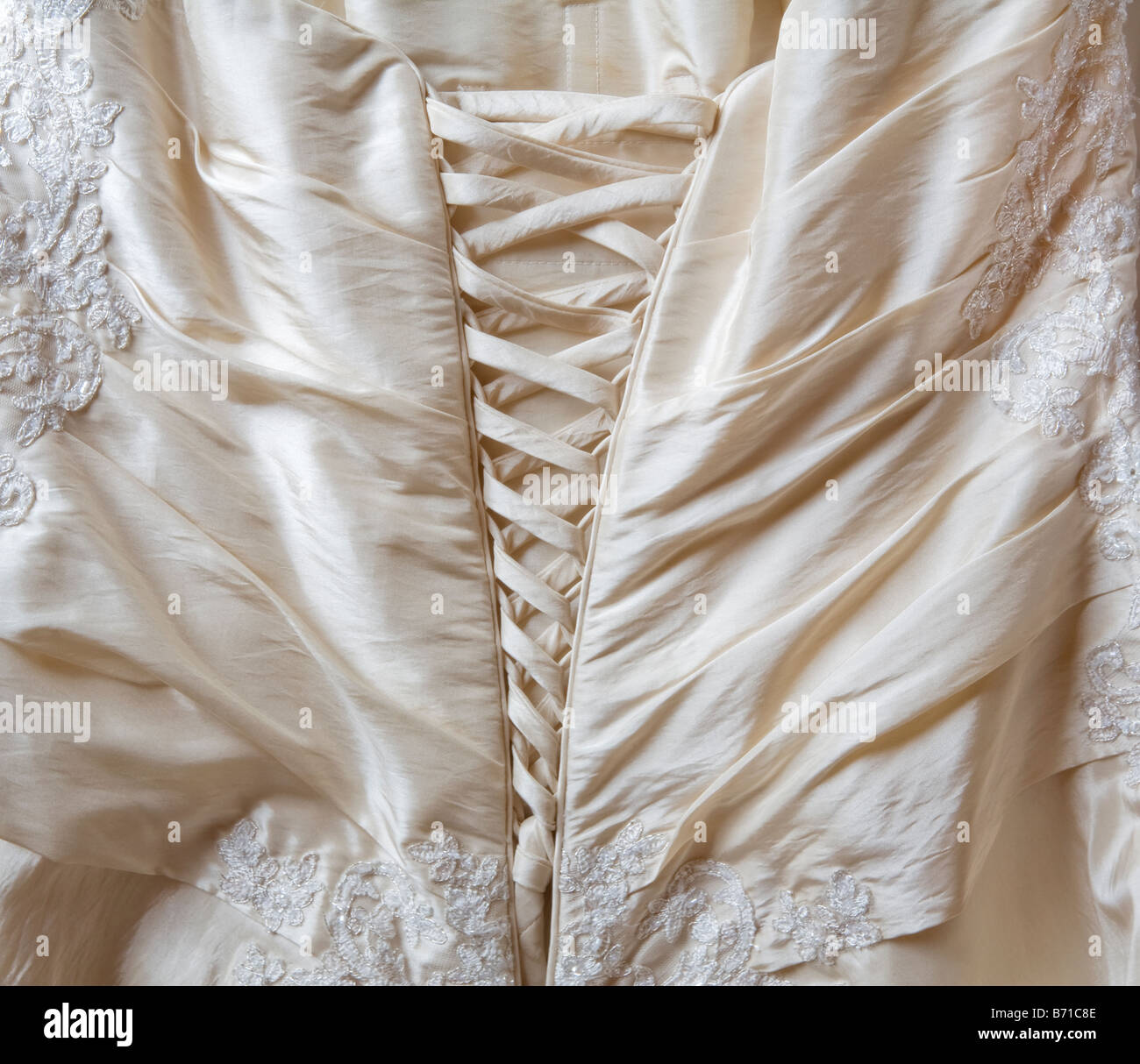 back of ivory wedding dress Stock Photo Alamy