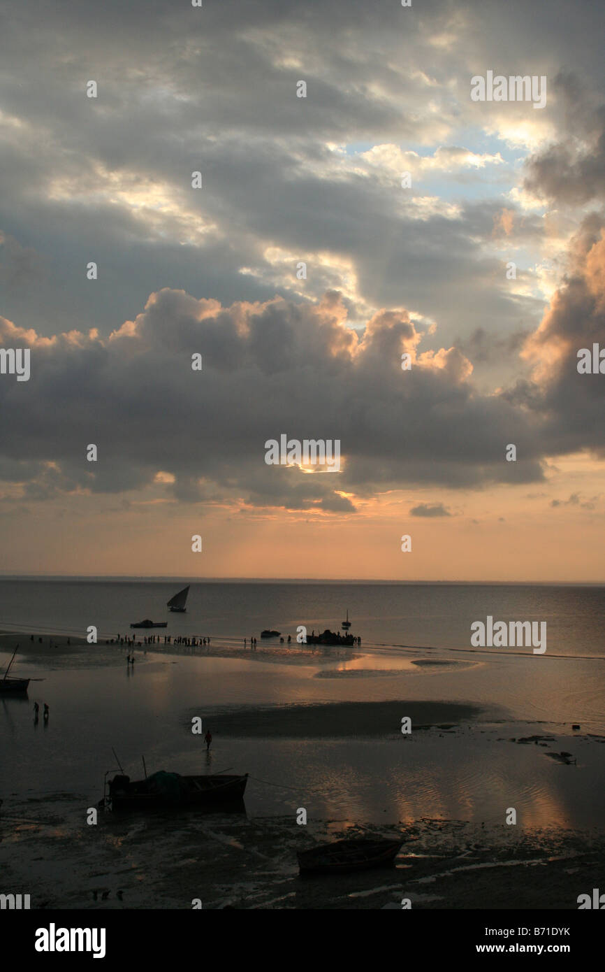 Indian Ocean Sunset at Pemba in Mozambique Stock Photo