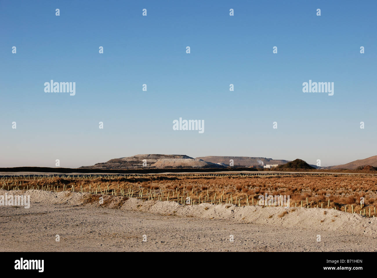 the barren lanscape of the clay pits at st.austell in cornwall,uk Stock Photo