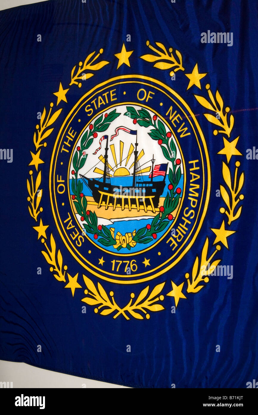 New Hampshire flag with state seal in Concord New Hampshire USA Stock Photo