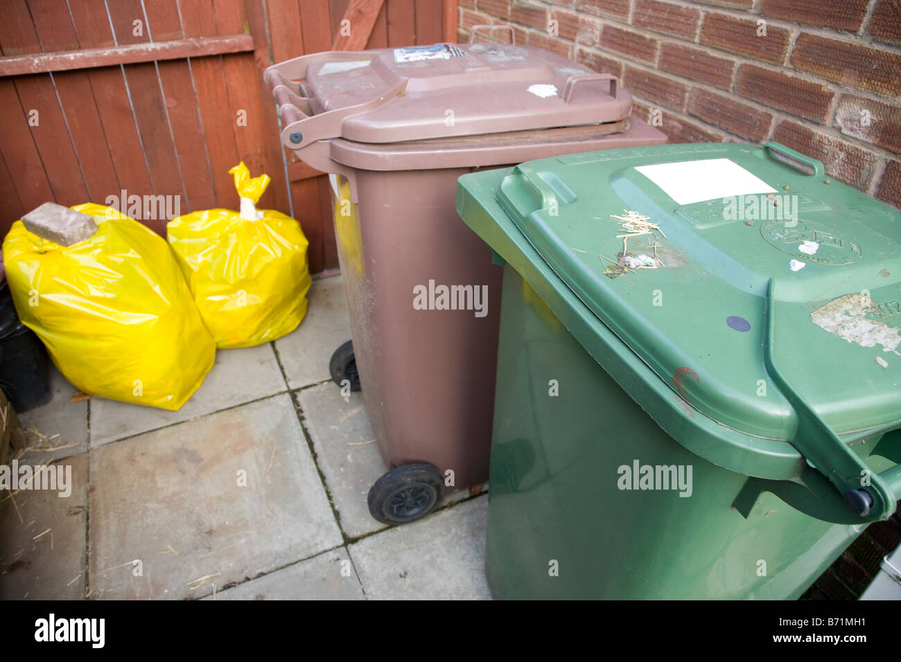 bins waiting for collection Stock Photo Alamy