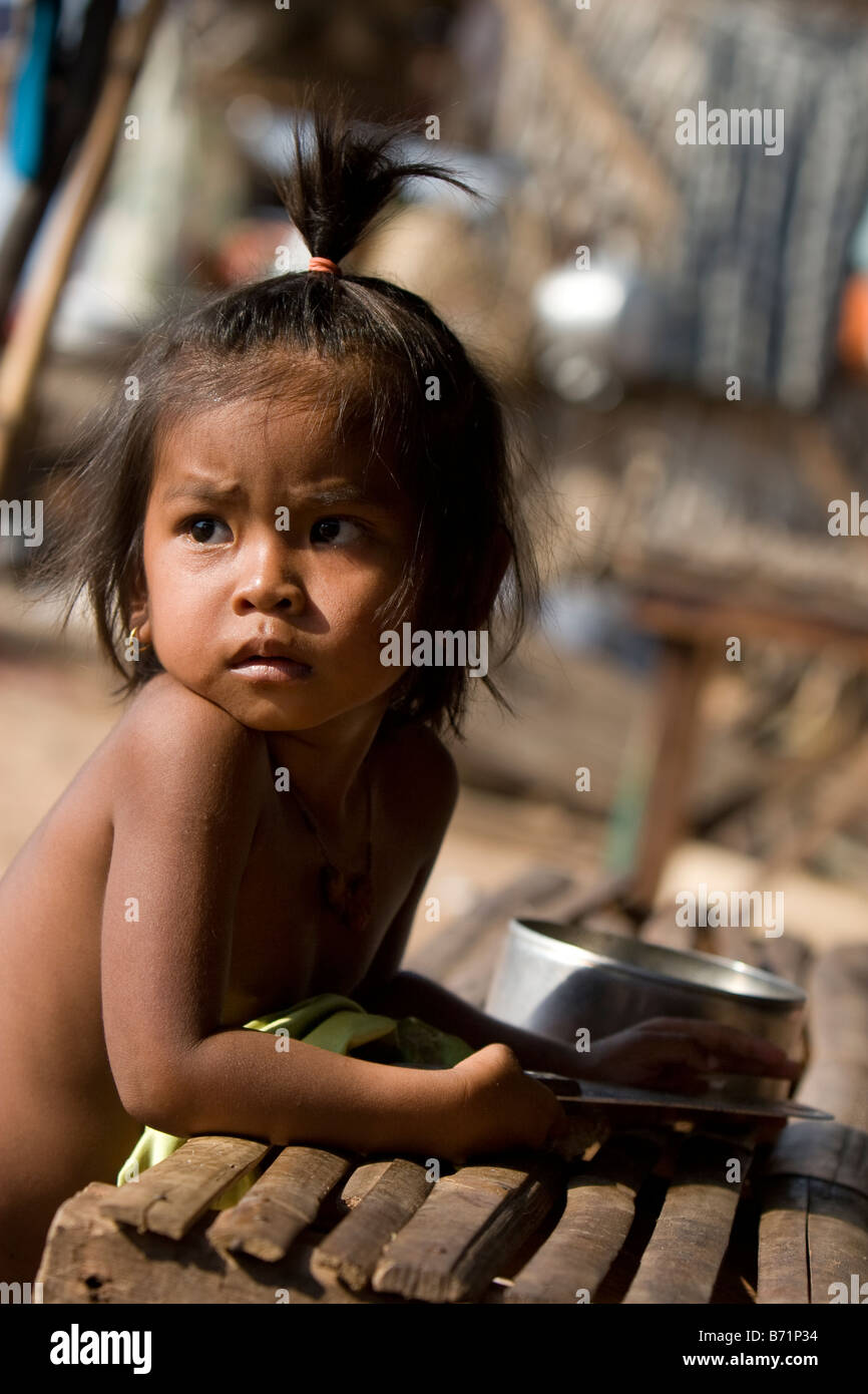 Children portrait in Tonle Sap, Cambodia Stock Photo