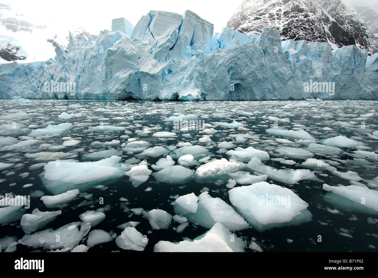 Antartica glaciar, remote place, wild place, cold, ice, snow, ice blocks Stock Photo