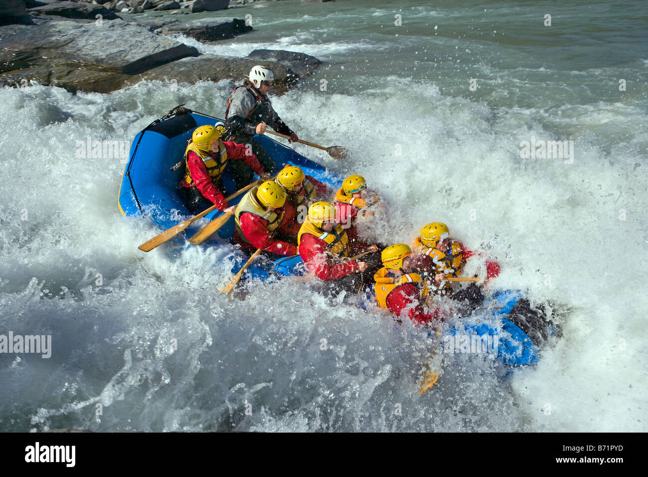 New Zealand, South Island, Queenstown. Whitewater rafting in Shotover