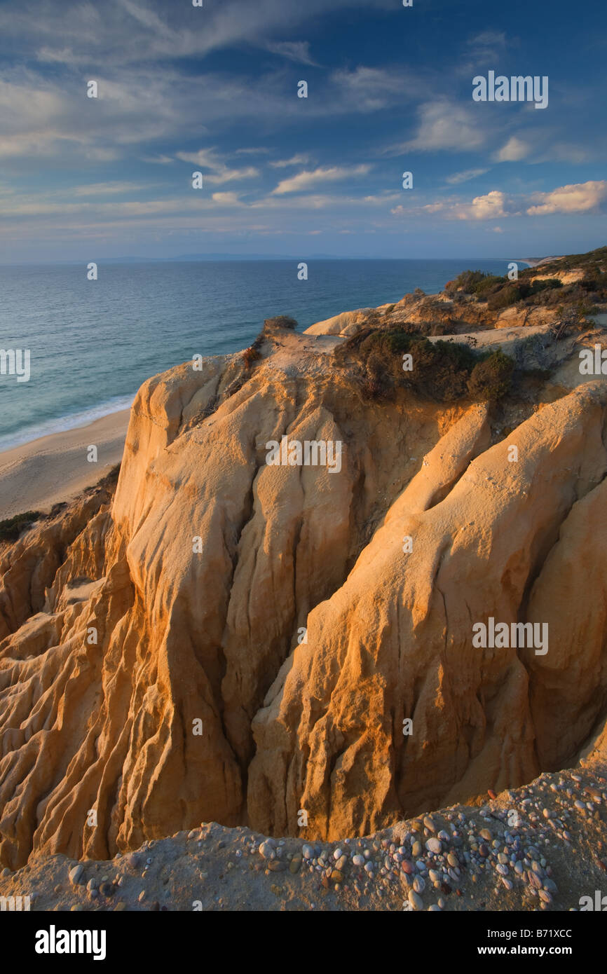 Galé cliffs with sunset light, Alentejo, Portugal Stock Photo