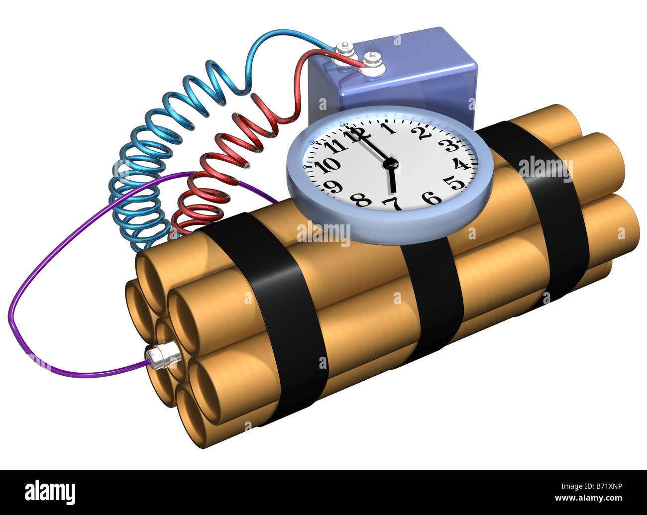 Isolated illustration of a time bomb primed and ready for action Stock Photo