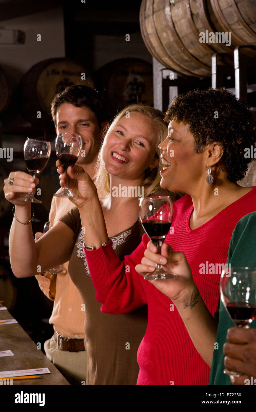 Group of people at a winery for a wine tasting Stock Photo Alamy