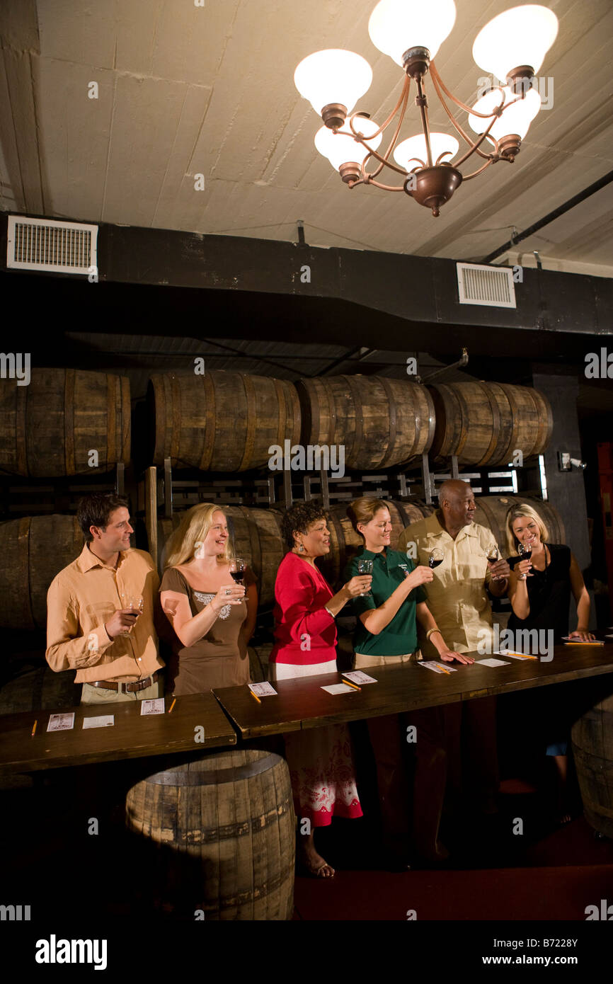 Group of people at a winery tour and tasting Stock Photo - Alamy