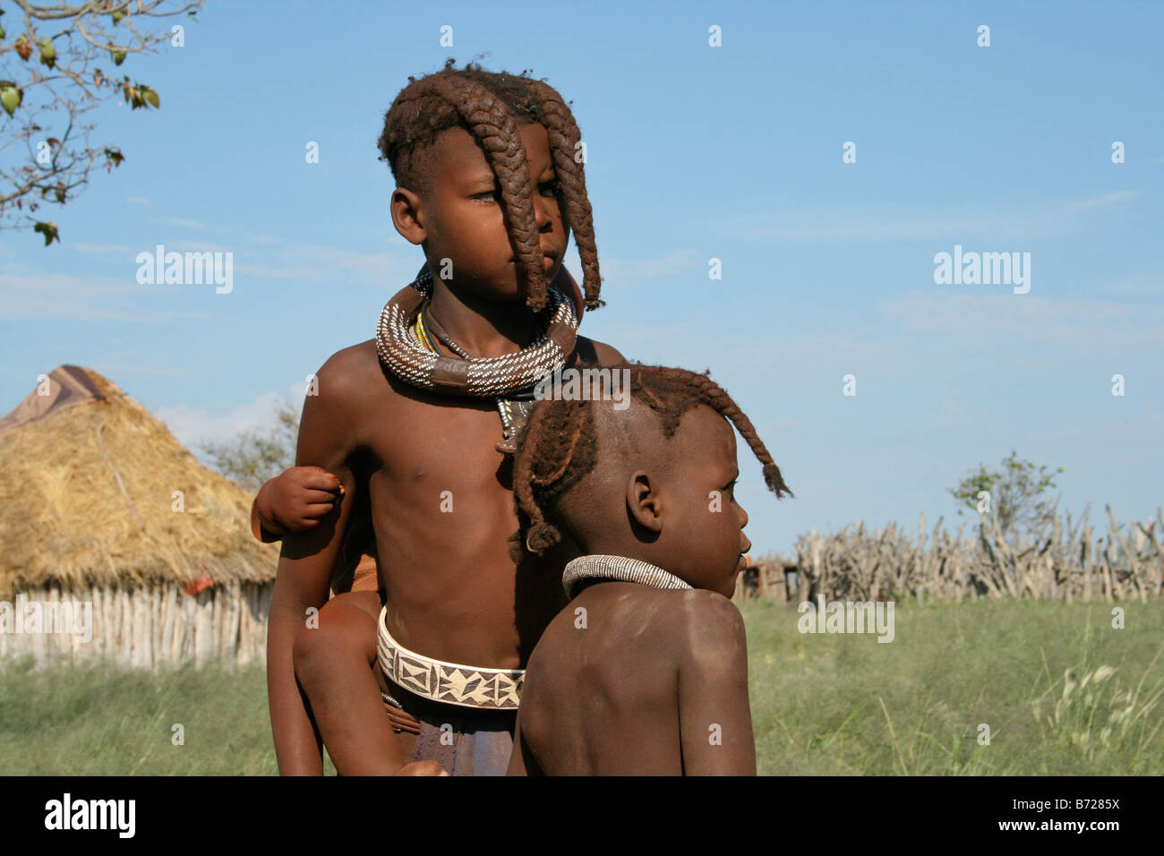 Three Himba girls Stock Photo